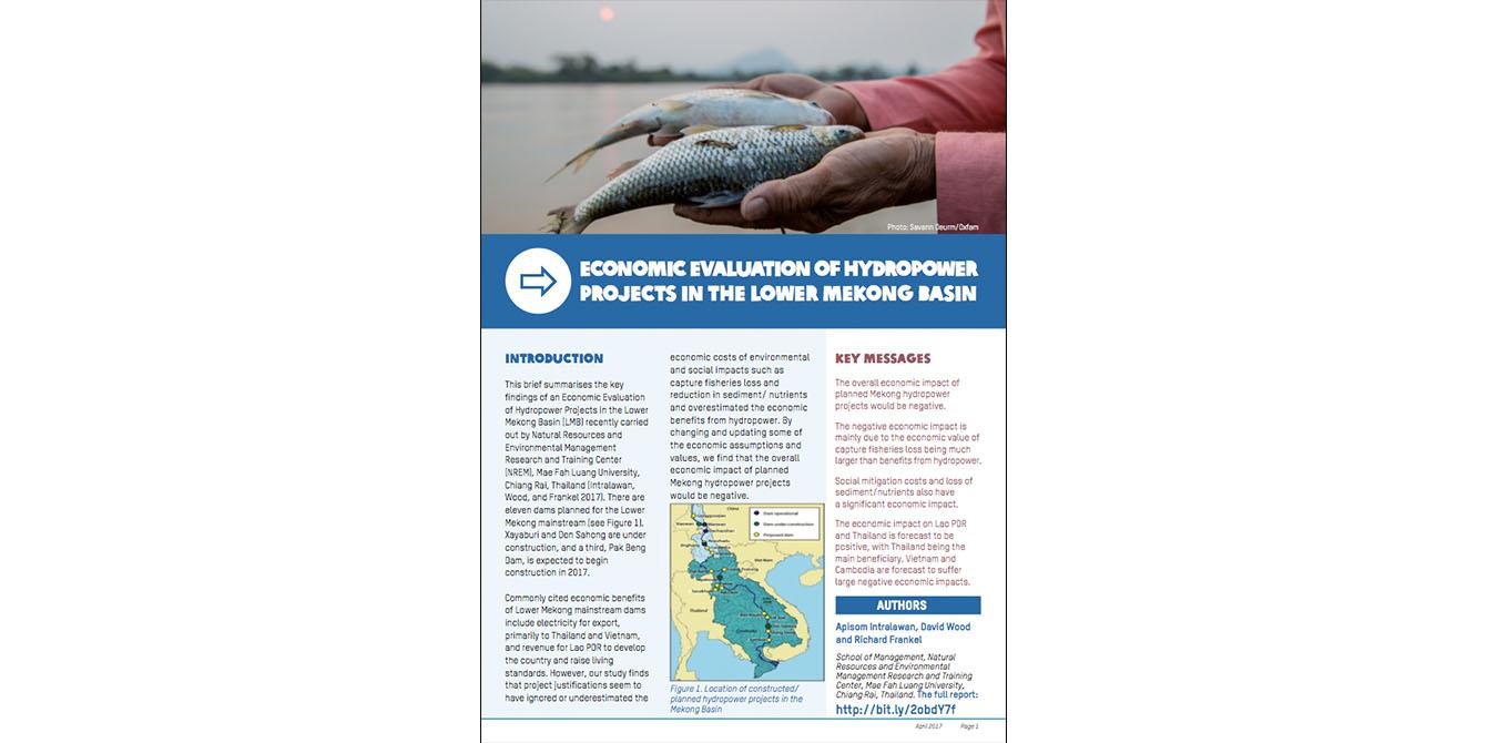 Oxfam in Asia - Mekong Water Governance - Economic Evaluation of Hydropower Projects in the Lower Mekong Basin Oxfam in Asia - Mekong Water Governance - Economic Evaluation of Hydropower Projects in the Lower Mekong Basin