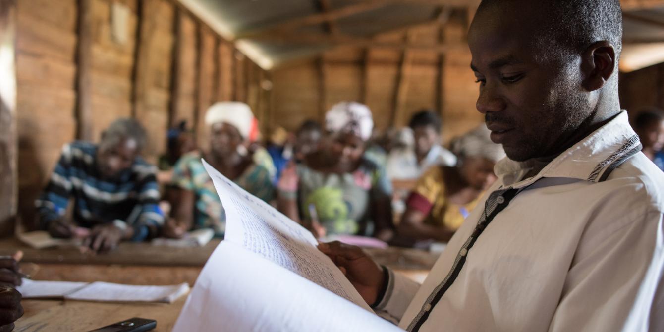 Floribert, a community member in Kabare territoy, South Kivu, attends an Oxfam training on Protection. Ramon Sanchez Orense/Oxfam