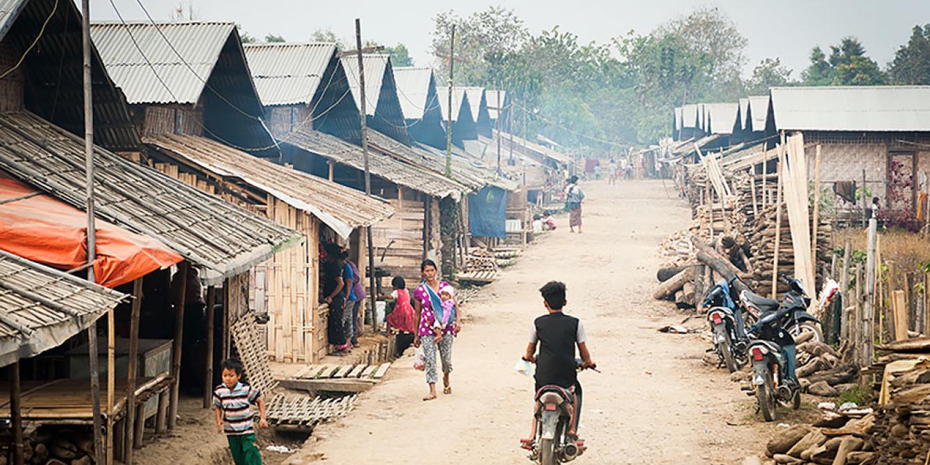 IDPs' camp in Wai Maw, Kachin, Photo by: David Hempenstall/ Oxfam Main road and houses in the IDPs' camp in Kachin. This is where Oxfam is doing humanitarian response to meet people's needs. Photo by: David Hempenstall/ Oxfam
