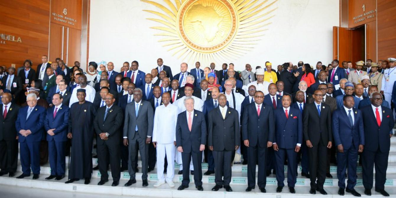 United Nations Secretary General Antonio Guterres joins Heads of States and Governments attending the African Union Summit in Addis Ababa, Ethiopia. Heads of States joined by the UN Secretary General Antonnio Guterres after the official opening of the 2018 AU Summit