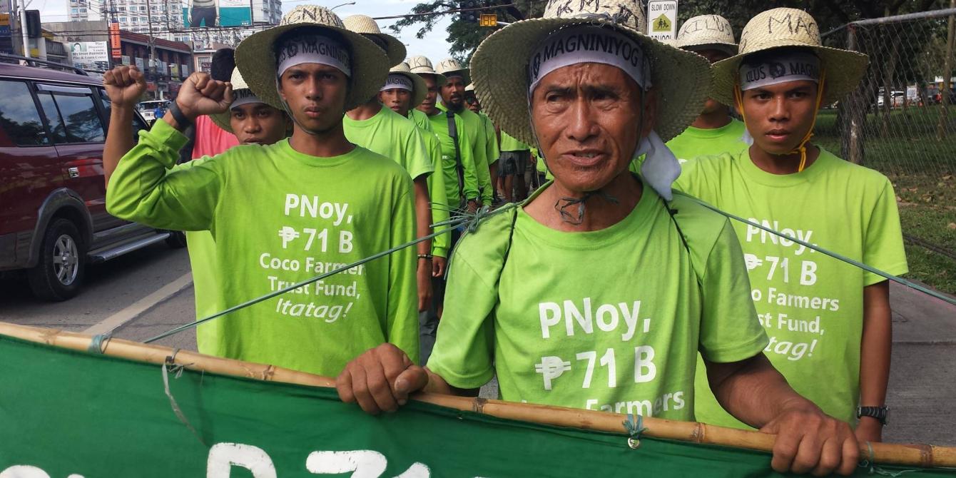 Farmers pushing for the release of the 71 million peso coco levy fund marched for 1,750 kilometers from Mindanao to Luzon in behalf of the 3.5 million coconut farmers across the country (Photo: Rhea Pauline Catada) Farmers pushing for the release of the 71 million peso coco levy fund marched for 1,750 kilometers from Mindanao to Luzon in behalf of the 3.5 million coconut farmers across the country (Photo: Rhea Pauline Catada)