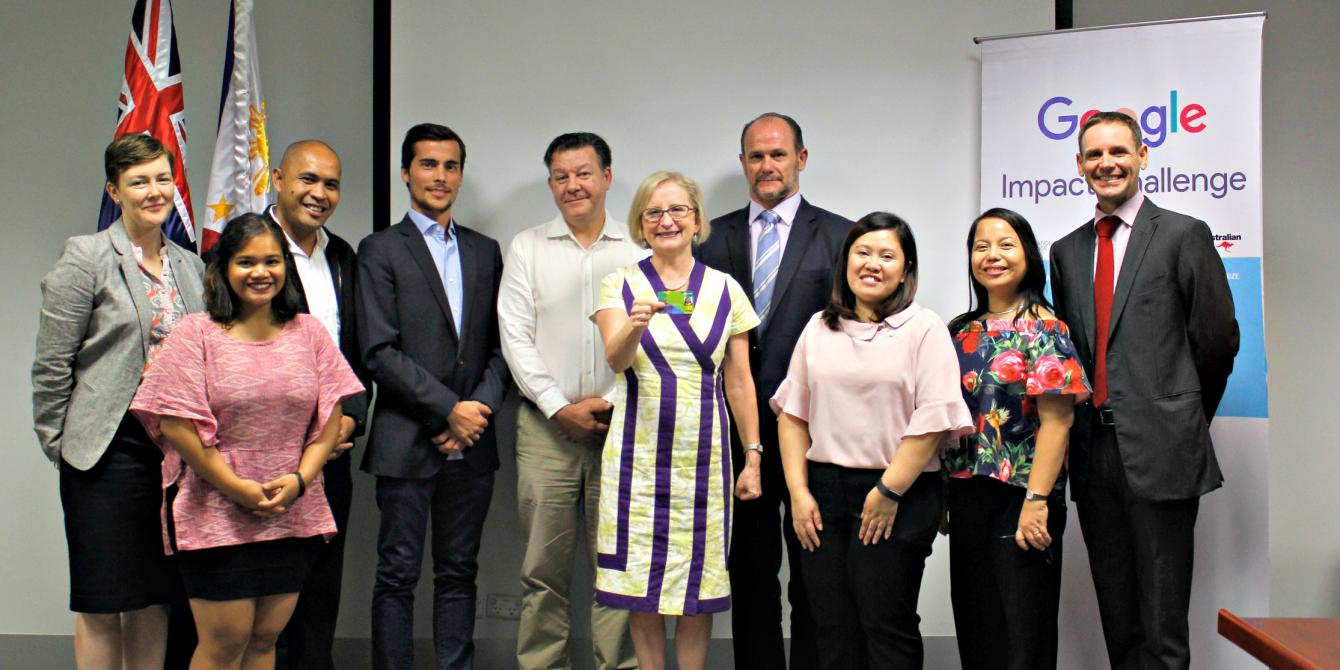 Google Impact Challenge "Technology Against Poverty" Awarding ceremony Australian Ambassador to the Philippines H.E. Amanda Gorely led the awarding of the Google Impact Challenge "Technology Against Poverty" Prize to Oxfam's I AFFORD Project. Joining the launch were partners from Visa and PayMaya, represented by Stuart Tomlinson (Country Manager from Philippines and Guam, Visa) and Paolo Azzola (Managing Director and COO, PayMaya).