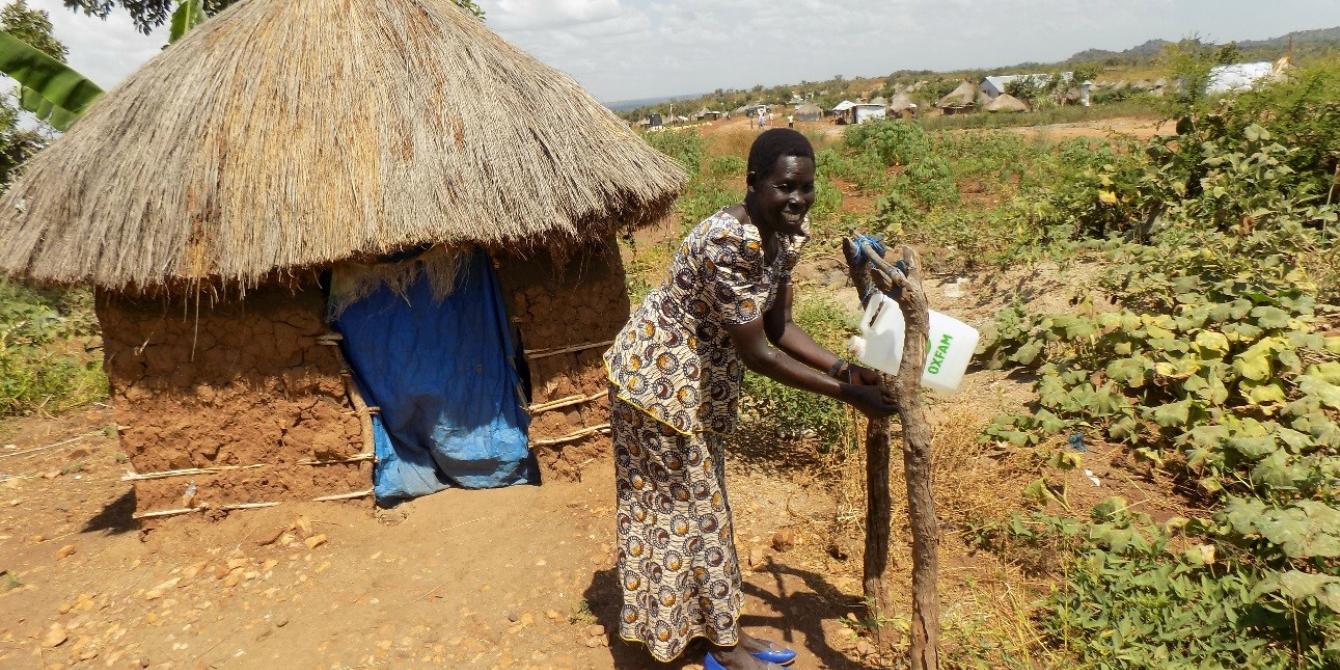 The use of Tippy Taps has been adopted in Rhinocamp settlement as a proper hygiene practice. photo credit: Oxfam The use of Tippy Taps has been adopted in Rhinocamp settlement as a proper hygiene practice. photo credit: Oxfam